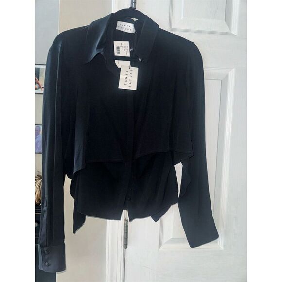 Tanya Taylor Women's Black Della Cut Out Blouse Size 6 Casual Fall - Picture 1 of 9